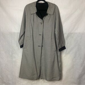 ♥️6 Hour SALE♥️ Vintage Handmade Black and White Houndstooth  Long Trench Coat